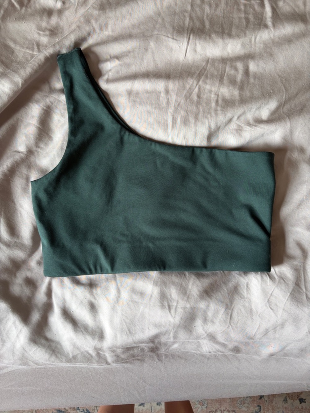 girlfriend collective One-Shoulder Sports Bra in Deep Teal